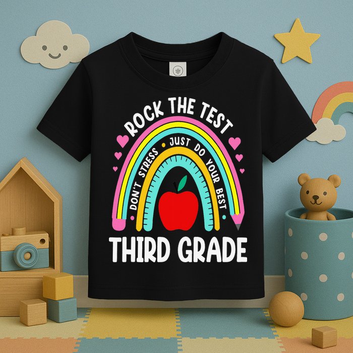 Rock The Test Day 3rd Grade Teacher Third Grade Testing Day Toddler T-Shirt