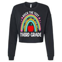 Rock The Test Day 3rd Grade Teacher Third Grade Testing Day Cropped Pullover Crew