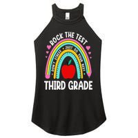 Rock The Test Day 3rd Grade Teacher Third Grade Testing Day Women's Perfect Tri Rocker Tank