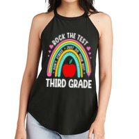 Rock The Test Day 3rd Grade Teacher Third Grade Testing Day Women's Perfect Tri Rocker Tank