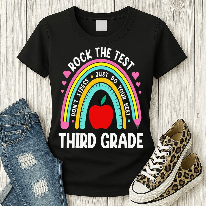 Rock The Test Day 3rd Grade Teacher Third Grade Testing Day Womens T-Shirt