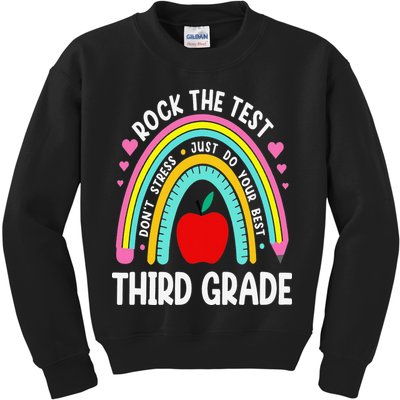Rock The Test Day 3rd Grade Teacher Third Grade Testing Day Kids Sweatshirt