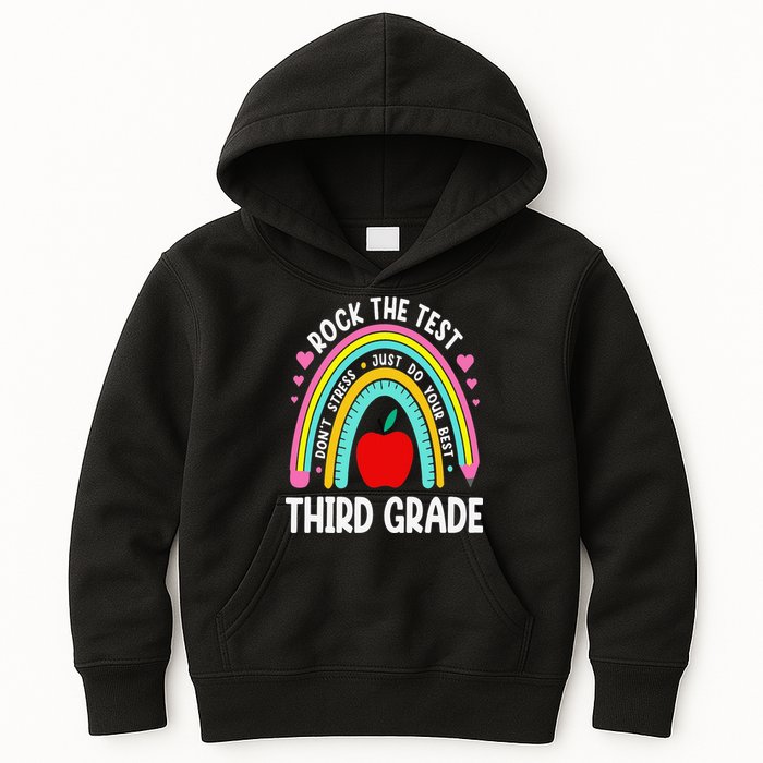 Rock The Test Day 3rd Grade Teacher Third Grade Testing Day Kids Hoodie