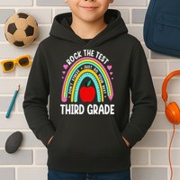 Rock The Test Day 3rd Grade Teacher Third Grade Testing Day Kids Hoodie