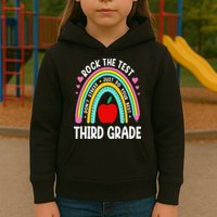 Rock The Test Day 3rd Grade Teacher Third Grade Testing Day Kids Hoodie
