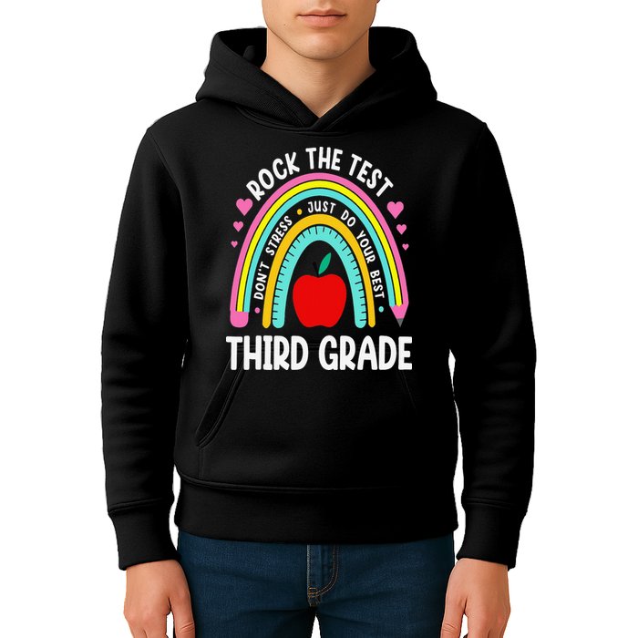 Rock The Test Day 3rd Grade Teacher Third Grade Testing Day Kids Hoodie