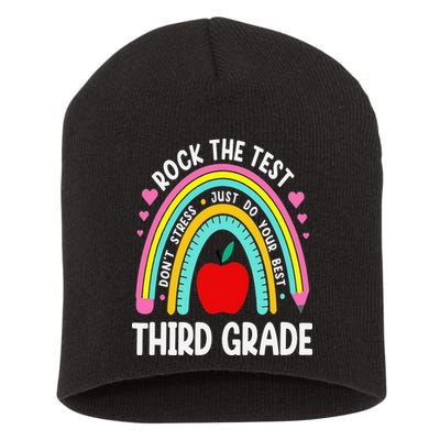 Rock The Test Day 3rd Grade Teacher Third Grade Testing Day Short Acrylic Beanie