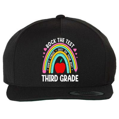 Rock The Test Day 3rd Grade Teacher Third Grade Testing Day Wool Snapback Cap