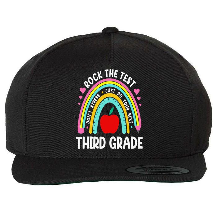 Rock The Test Day 3rd Grade Teacher Third Grade Testing Day Wool Snapback Cap