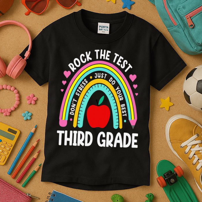 Rock The Test Day 3rd Grade Teacher Third Grade Testing Day Kids T-Shirt