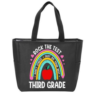 Rock The Test Day 3rd Grade Teacher Third Grade Testing Day Zip Tote Bag
