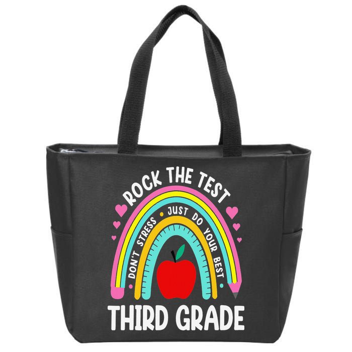 Rock The Test Day 3rd Grade Teacher Third Grade Testing Day Zip Tote Bag