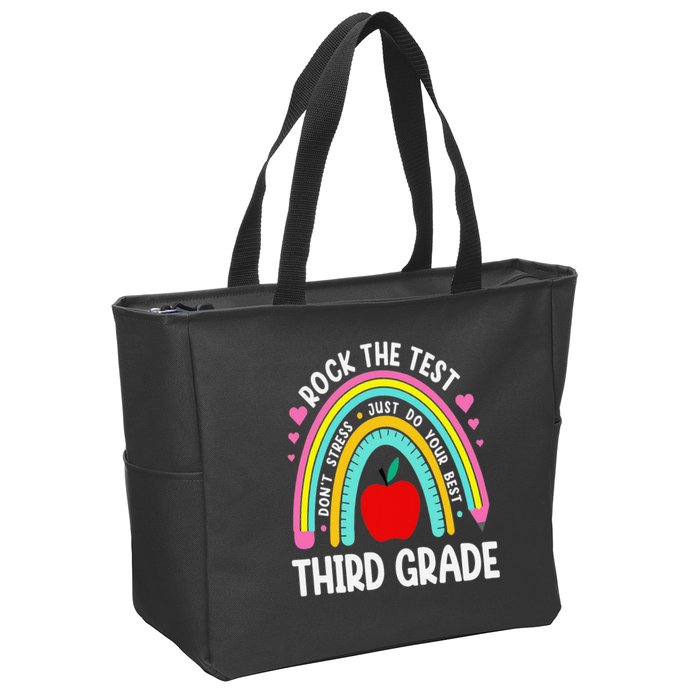 Rock The Test Day 3rd Grade Teacher Third Grade Testing Day Zip Tote Bag