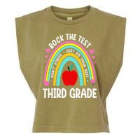 Rock The Test Day 3rd Grade Teacher Third Grade Testing Day Garment-Dyed Women's Muscle Tee