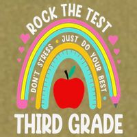Rock The Test Day 3rd Grade Teacher Third Grade Testing Day Garment-Dyed Women's Muscle Tee