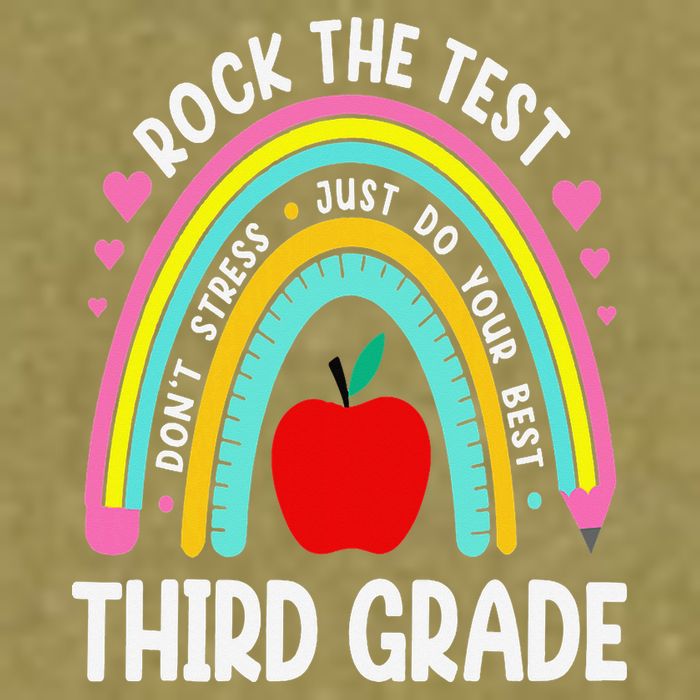 Rock The Test Day 3rd Grade Teacher Third Grade Testing Day Garment-Dyed Women's Muscle Tee