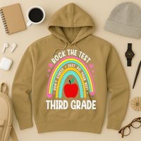 Rock The Test Day 3rd Grade Teacher Third Grade Testing Day Hoodie