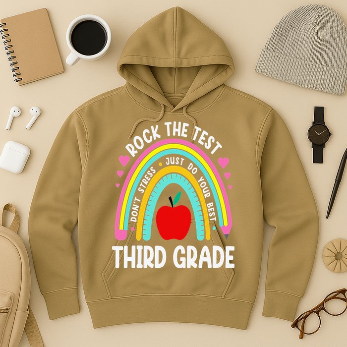 Rock The Test Day 3rd Grade Teacher Third Grade Testing Day Hoodie