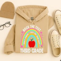 Rock The Test Day 3rd Grade Teacher Third Grade Testing Day Hoodie