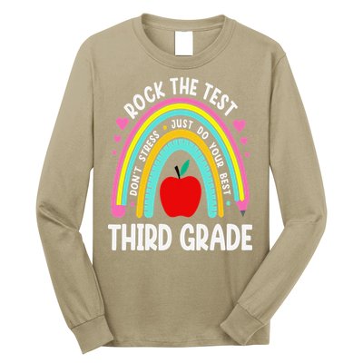 Rock The Test Day 3rd Grade Teacher Third Grade Testing Day Long Sleeve Shirt