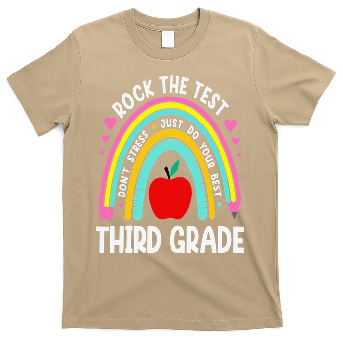 Rock The Test Day 3rd Grade Teacher Third Grade Testing Day T-Shirt