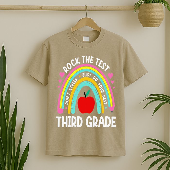 Rock The Test Day 3rd Grade Teacher Third Grade Testing Day T-Shirt