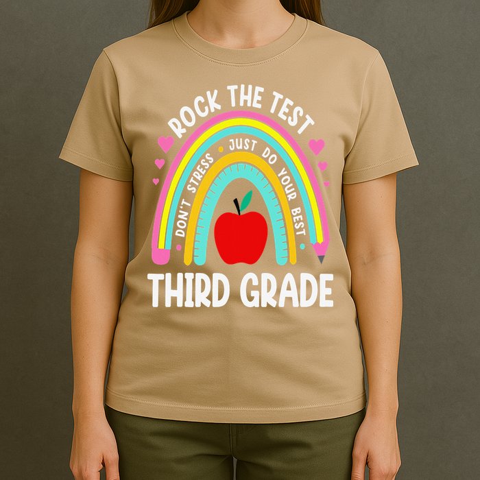 Rock The Test Day 3rd Grade Teacher Third Grade Testing Day T-Shirt