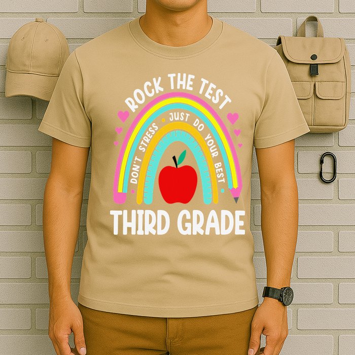 Rock The Test Day 3rd Grade Teacher Third Grade Testing Day T-Shirt