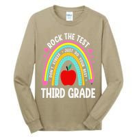 Rock The Test Day 3rd Grade Teacher Third Grade Testing Day Tall Long Sleeve T-Shirt