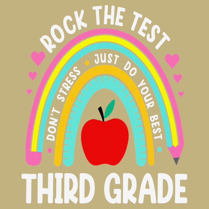 Rock The Test Day 3rd Grade Teacher Third Grade Testing Day Tall Long Sleeve T-Shirt