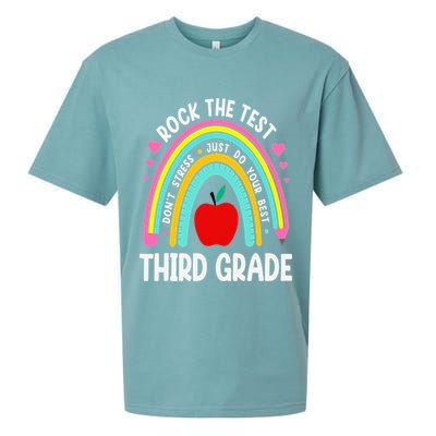Rock The Test Day 3rd Grade Teacher Third Grade Testing Day Sueded Cloud Jersey T-Shirt