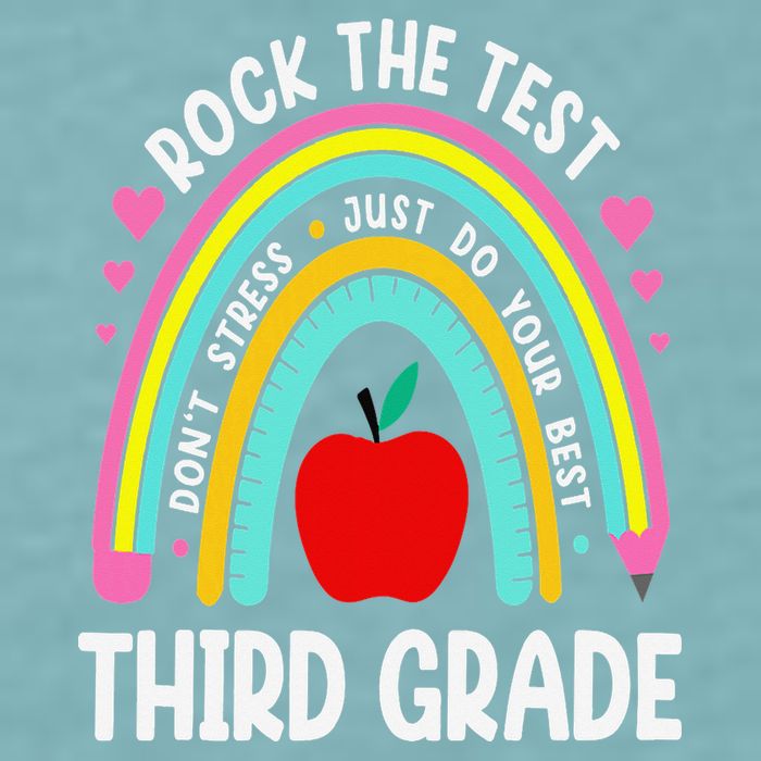Rock The Test Day 3rd Grade Teacher Third Grade Testing Day Sueded Cloud Jersey T-Shirt
