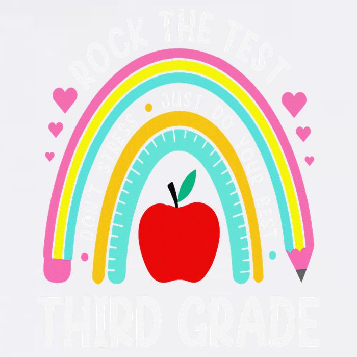 Rock The Test Day 3rd Grade Teacher Third Grade Testing Day Garment-Dyed Sweatshirt