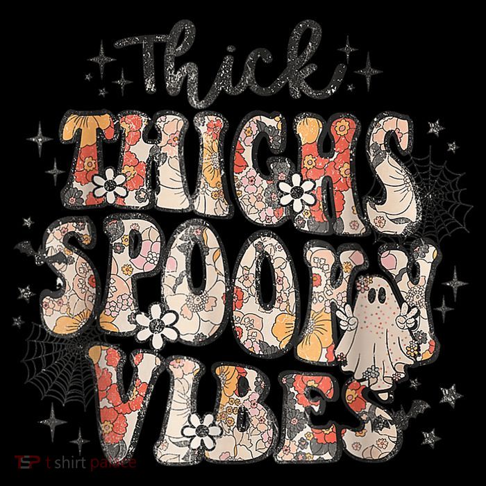 Retro Thick Thighs Spooky Vibes Halloween Floral Fall Vibes Stripe Pom Pom Beanie