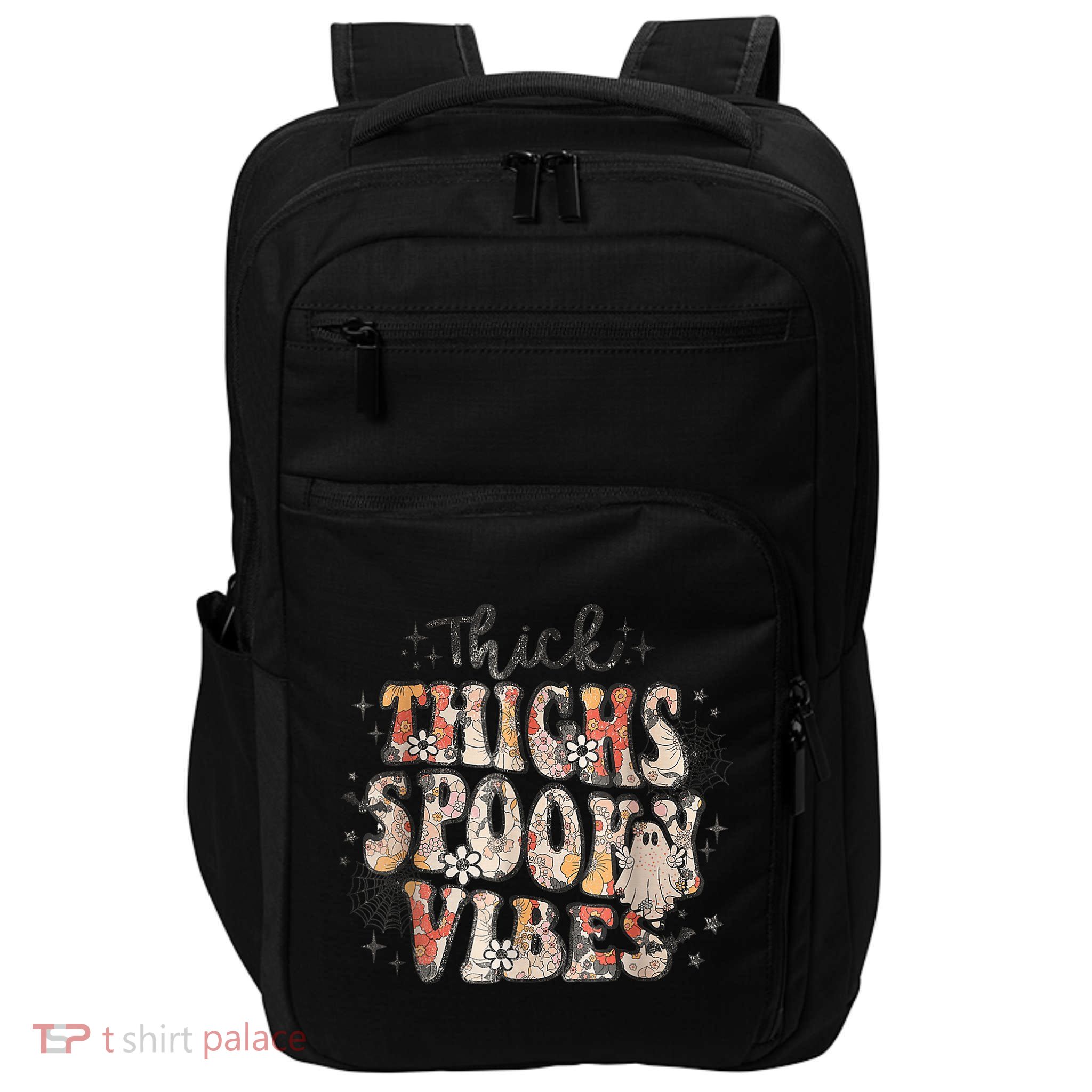 Retro Thick Thighs Spooky Vibes Halloween Floral Fall Vibes Impact Tech Backpack