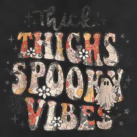 Retro Thick Thighs Spooky Vibes Halloween Floral Fall Vibes 11oz C Handle Ceramic Mug