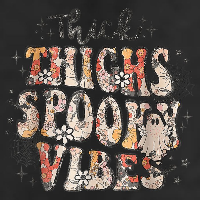 Retro Thick Thighs Spooky Vibes Halloween Floral Fall Vibes 11oz C Handle Ceramic Mug
