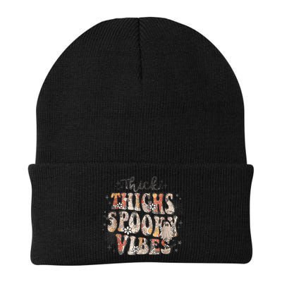 Retro Thick Thighs Spooky Vibes Halloween Floral Fall Vibes Beanie