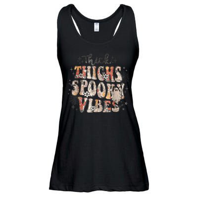 Retro Thick Thighs Spooky Vibes Halloween Floral Fall Vibes Ladies Essential Flowy Tank