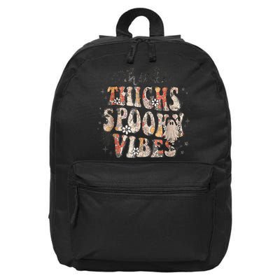 Retro Thick Thighs Spooky Vibes Halloween Floral Fall Vibes 16 in Basic Backpack