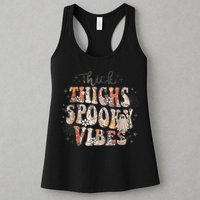 Retro Thick Thighs Spooky Vibes Halloween Floral Fall Vibes Womens Tank Top