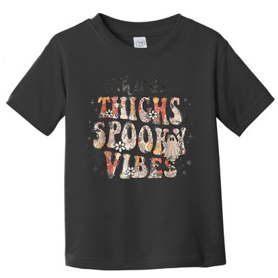 Retro Thick Thighs Spooky Vibes Halloween Floral Fall Vibes Toddler T-Shirt