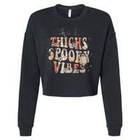 Retro Thick Thighs Spooky Vibes Halloween Floral Fall Vibes Cropped Pullover Crew