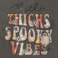 Retro Thick Thighs Spooky Vibes Halloween Floral Fall Vibes Cotton Canvas Backpack