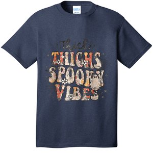 Retro Thick Thighs Spooky Vibes Halloween Floral Fall Vibes T-Shirt