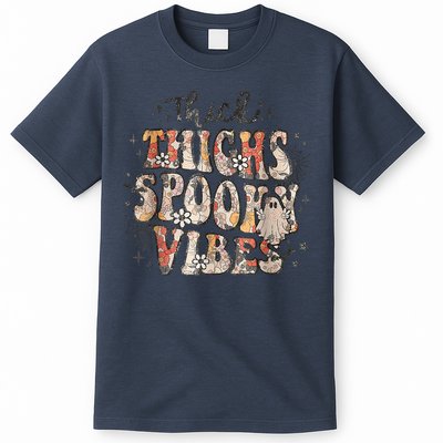 Retro Thick Thighs Spooky Vibes Halloween Floral Fall Vibes T-Shirt