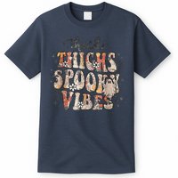 Retro Thick Thighs Spooky Vibes Halloween Floral Fall Vibes T-Shirt