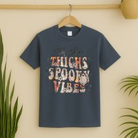 Retro Thick Thighs Spooky Vibes Halloween Floral Fall Vibes T-Shirt