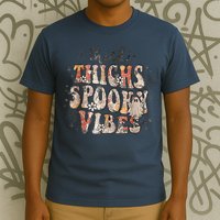 Retro Thick Thighs Spooky Vibes Halloween Floral Fall Vibes T-Shirt