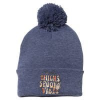 Retro Thick Thighs Spooky Vibes Halloween Floral Fall Vibes Pom Pom 12in Knit Beanie
